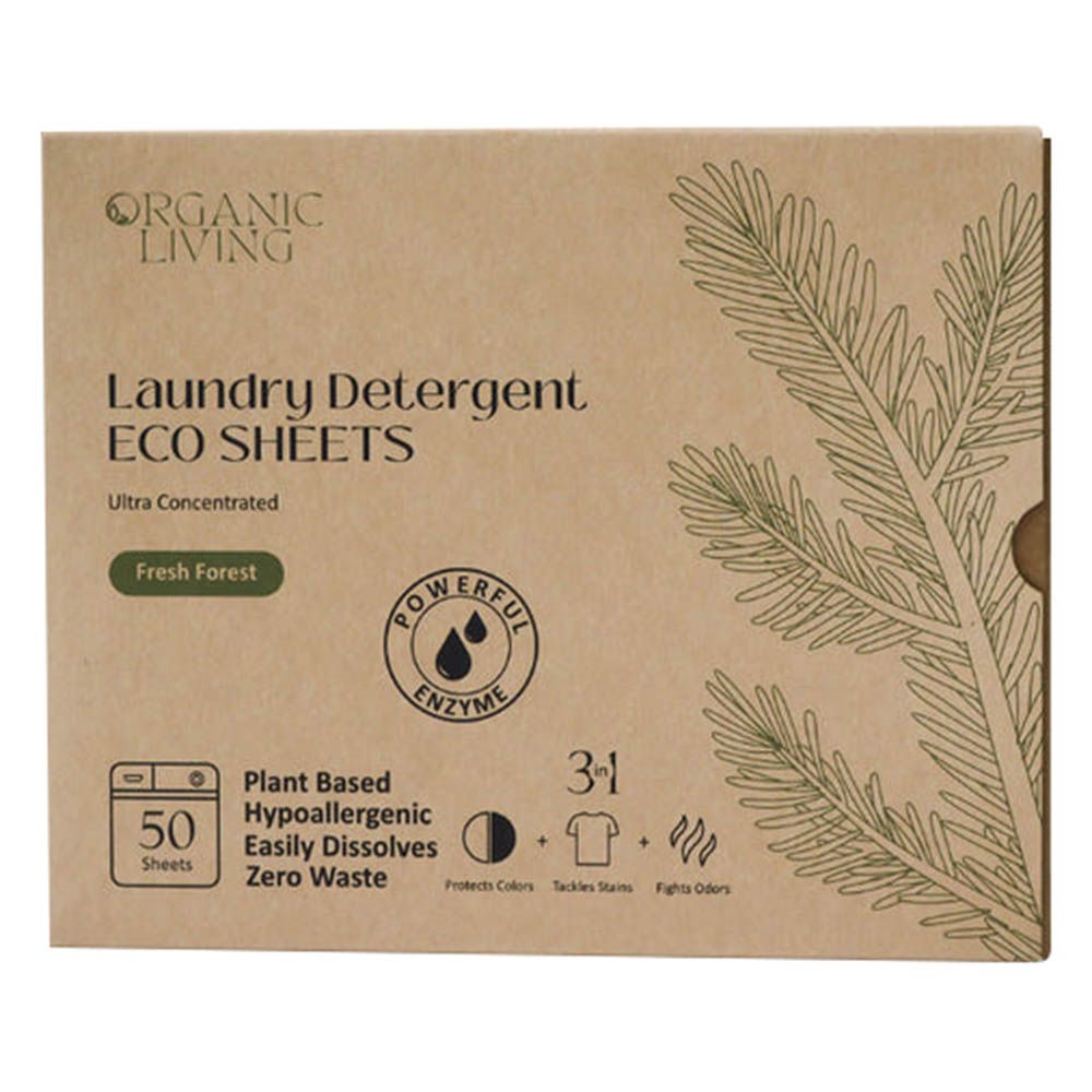 ORGANIC LIVING - Laundry Detergent Eco Sheets - Fresh Forest - 50 Pcs