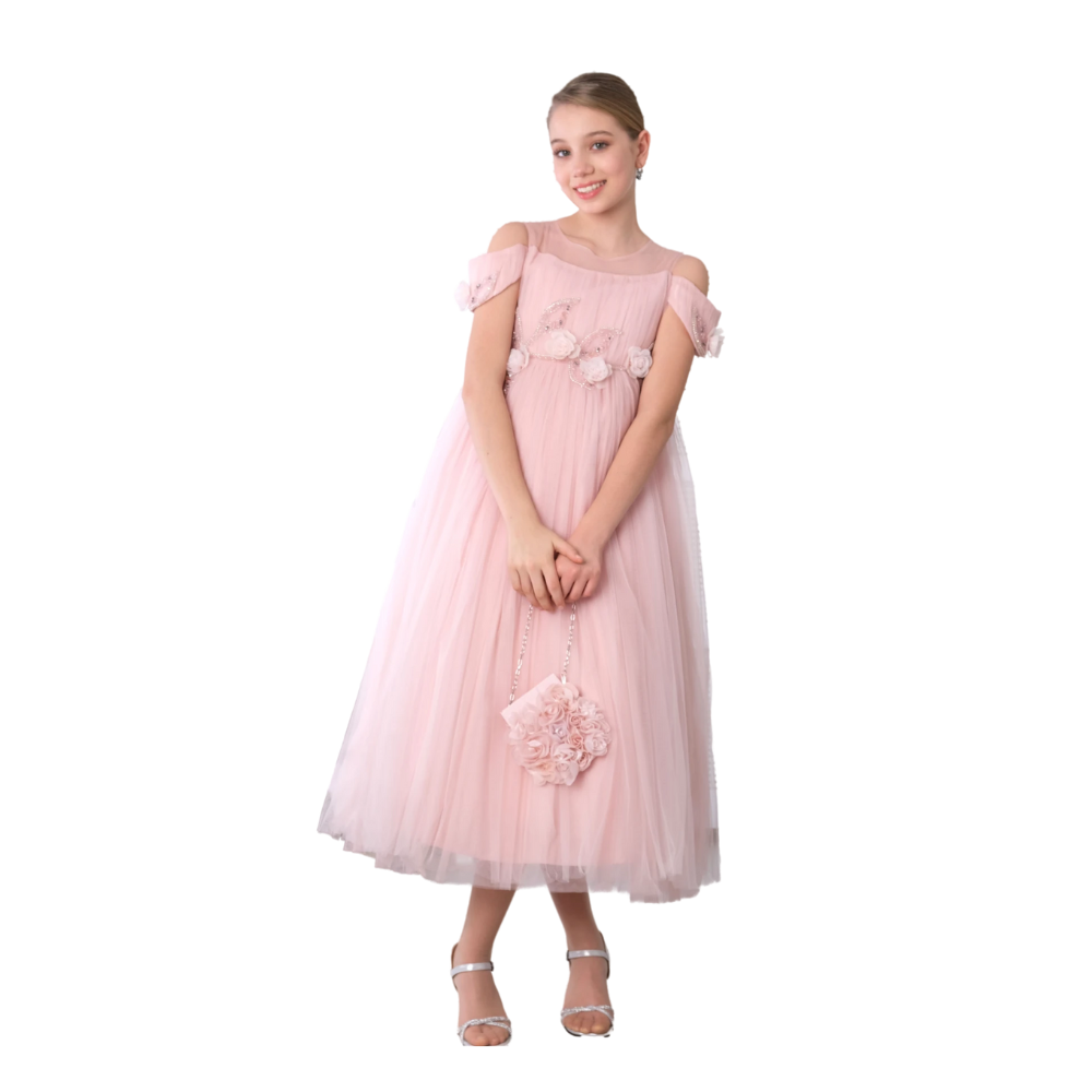 Via Bambino - 3143 Teen Girl's Flower Dress - Pink