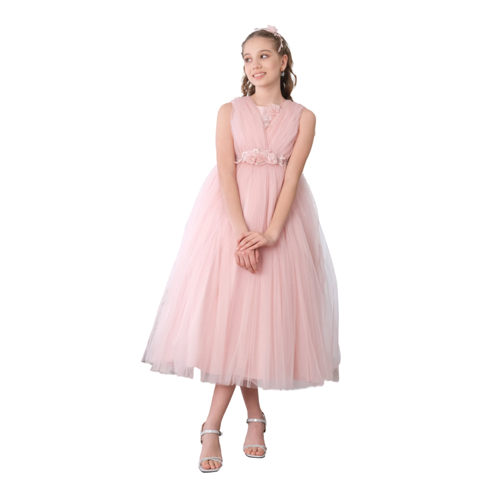 Via Bambino - 3169 Girl's Flower Dress - Pink