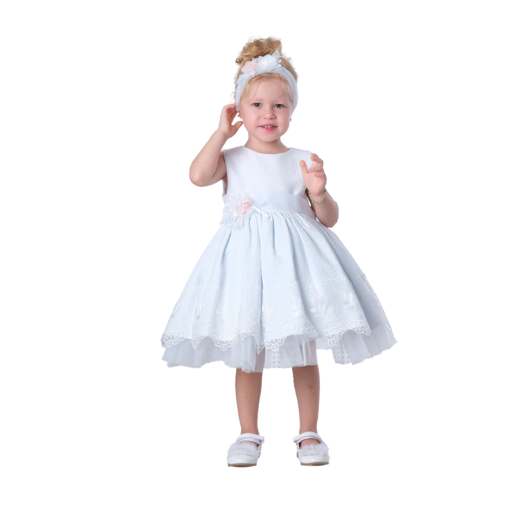 Via Bambino - 3177 Baby Girl's Dress - Sky Blue