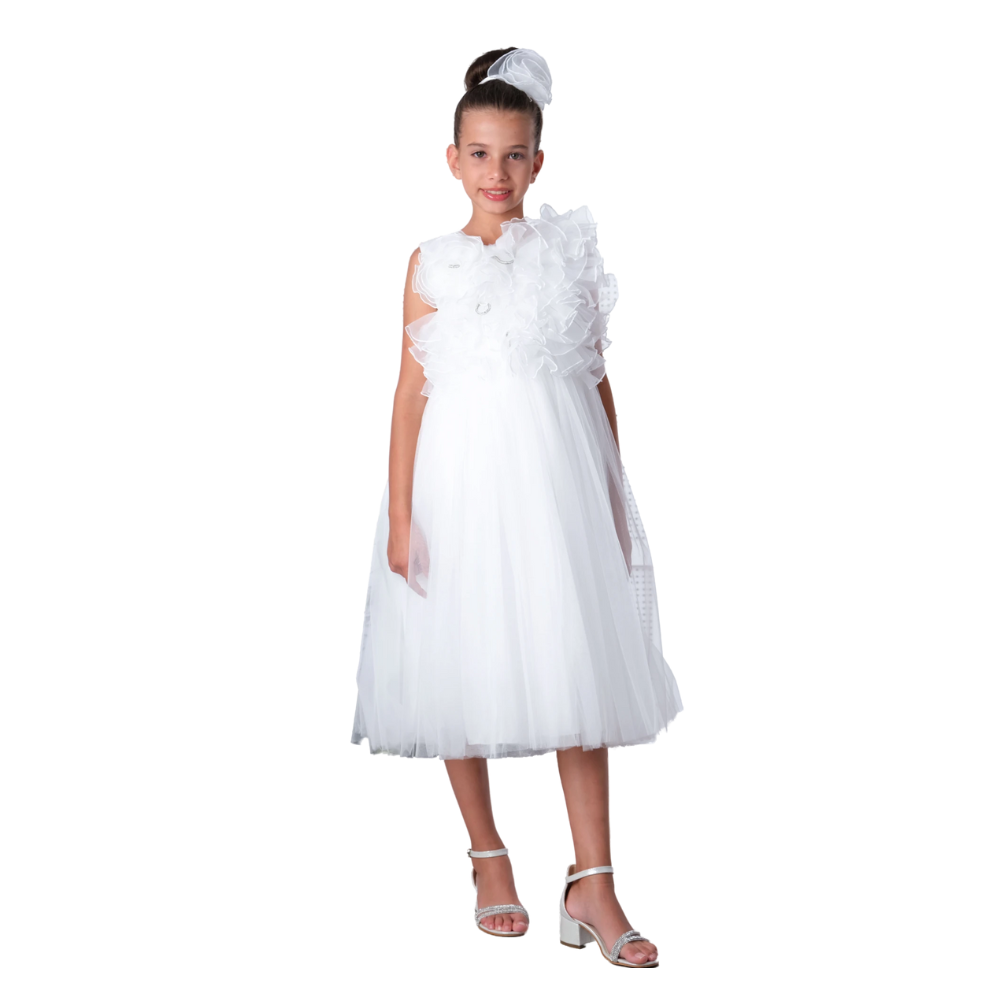 Via Bambino - 3183 Girl's Dress - White