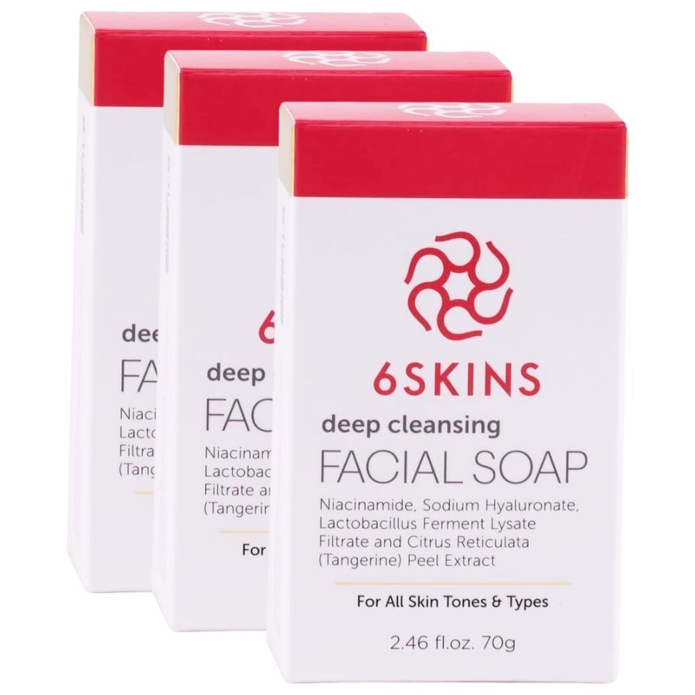 6 Skins - Deep Cleansing Facial Soap - 70 gm - Pack of 3