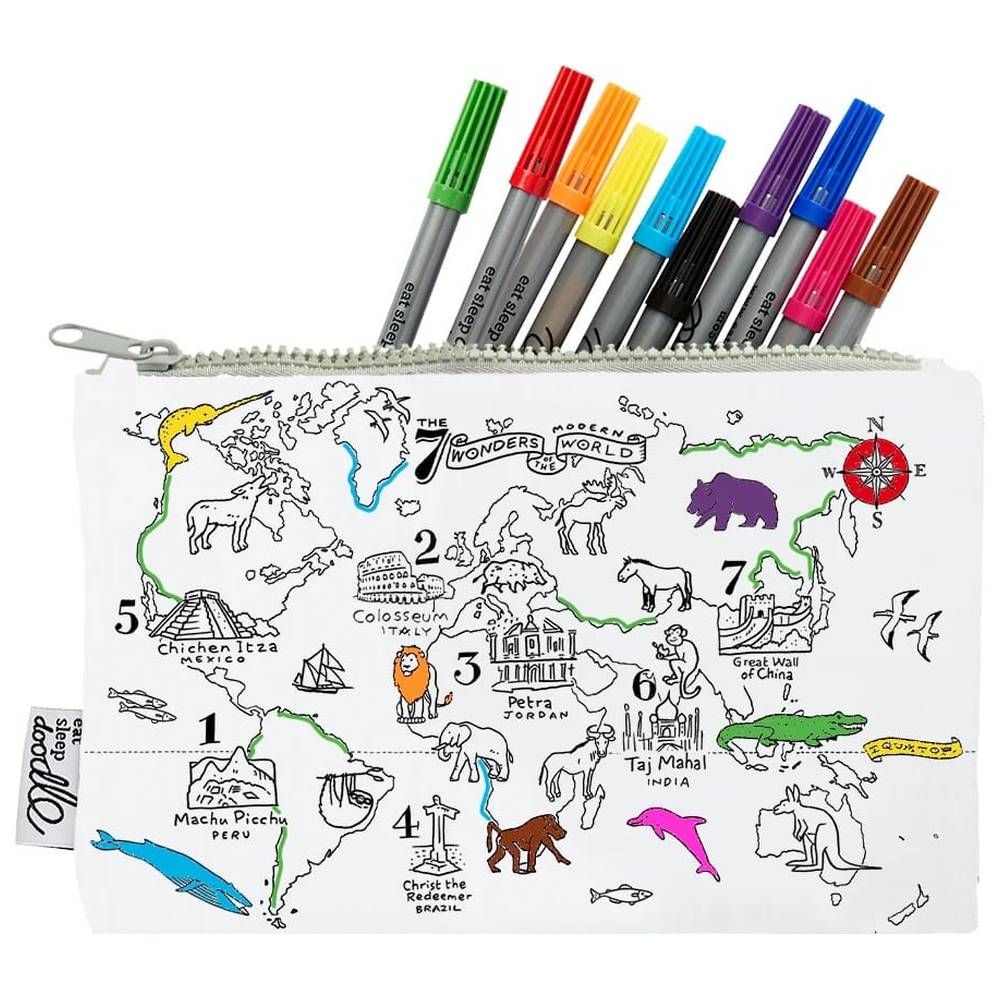 Eat Sleep Doodle - Pencil Case - World Map