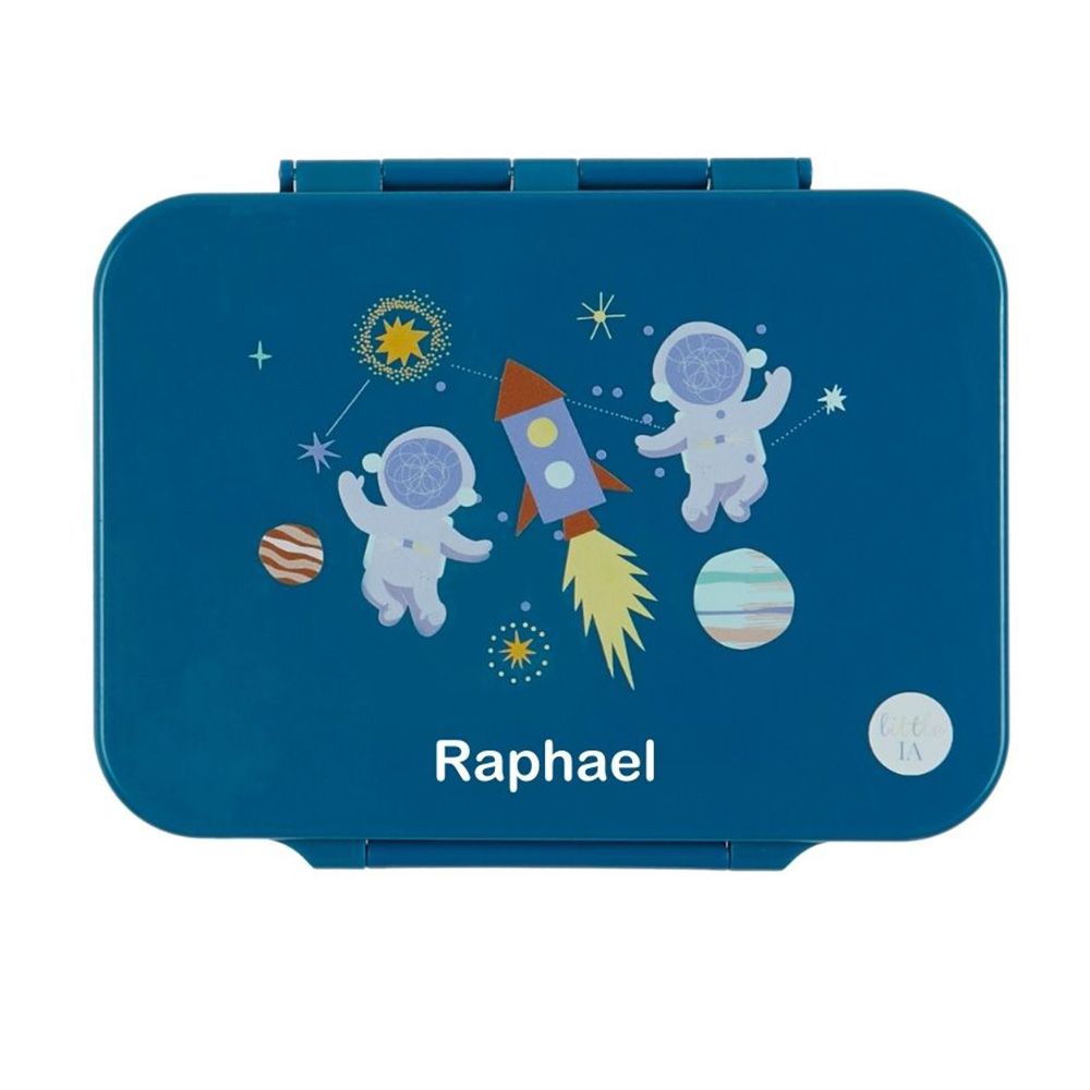 Little IA - Personalized 4 Compartment Cosmic Explorer Bento Box - Blue