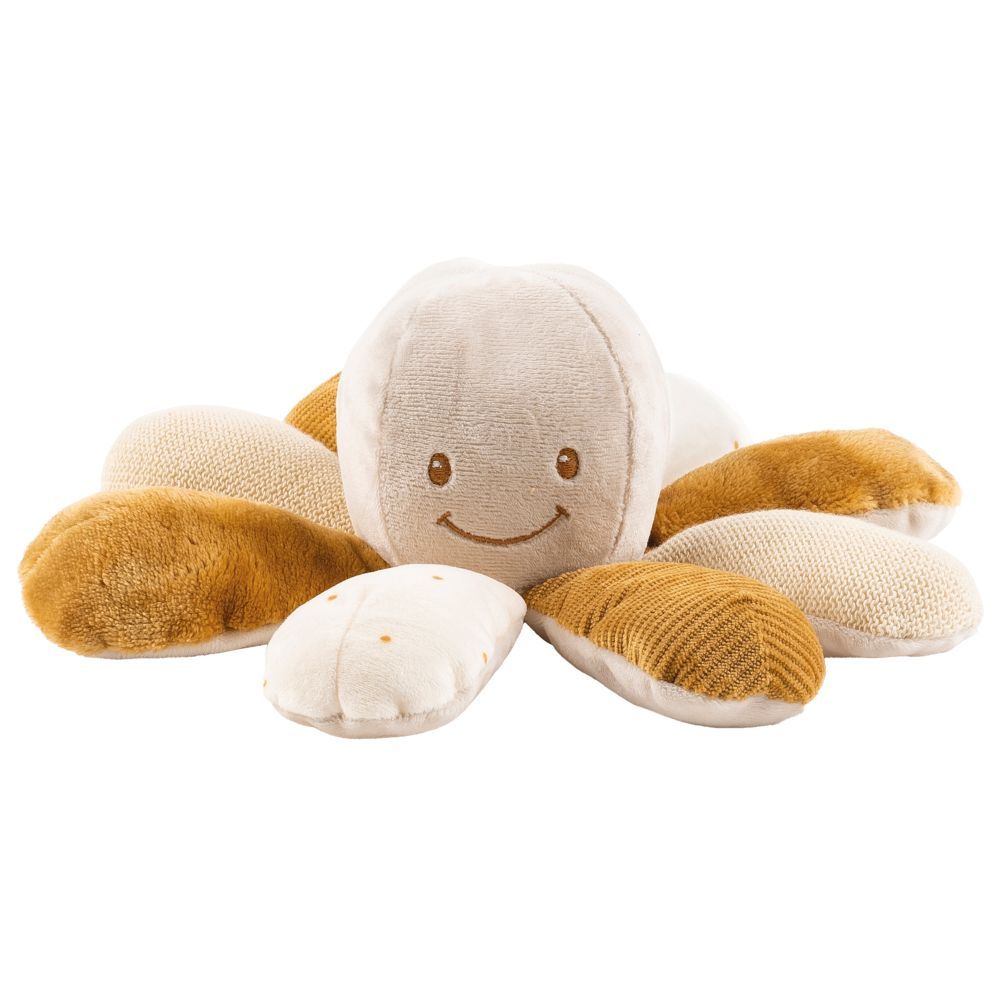 Nattou - Lapidou Activity Octopus Cuddle Toy - Caramel - 9 cm