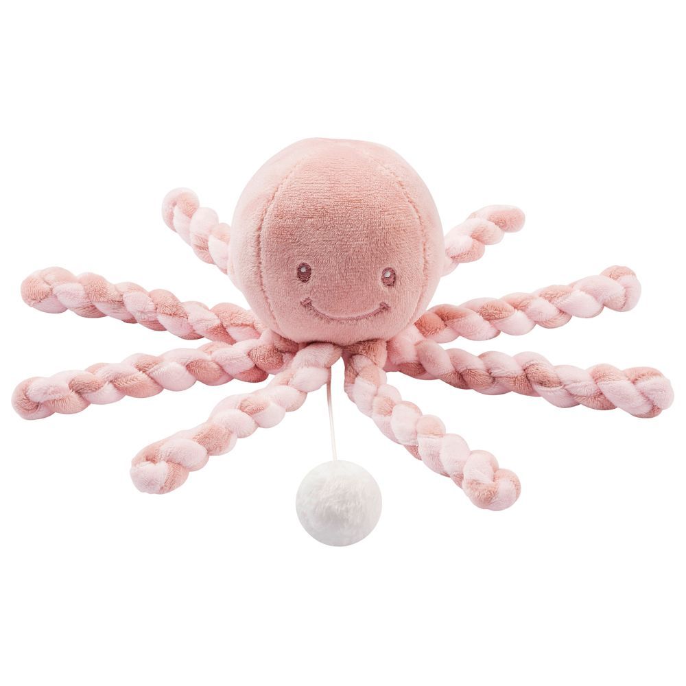 Nattou - Lapidou Octopus Musical Plush Toy - Dusty Pink/Light Pink - 8.5 cm