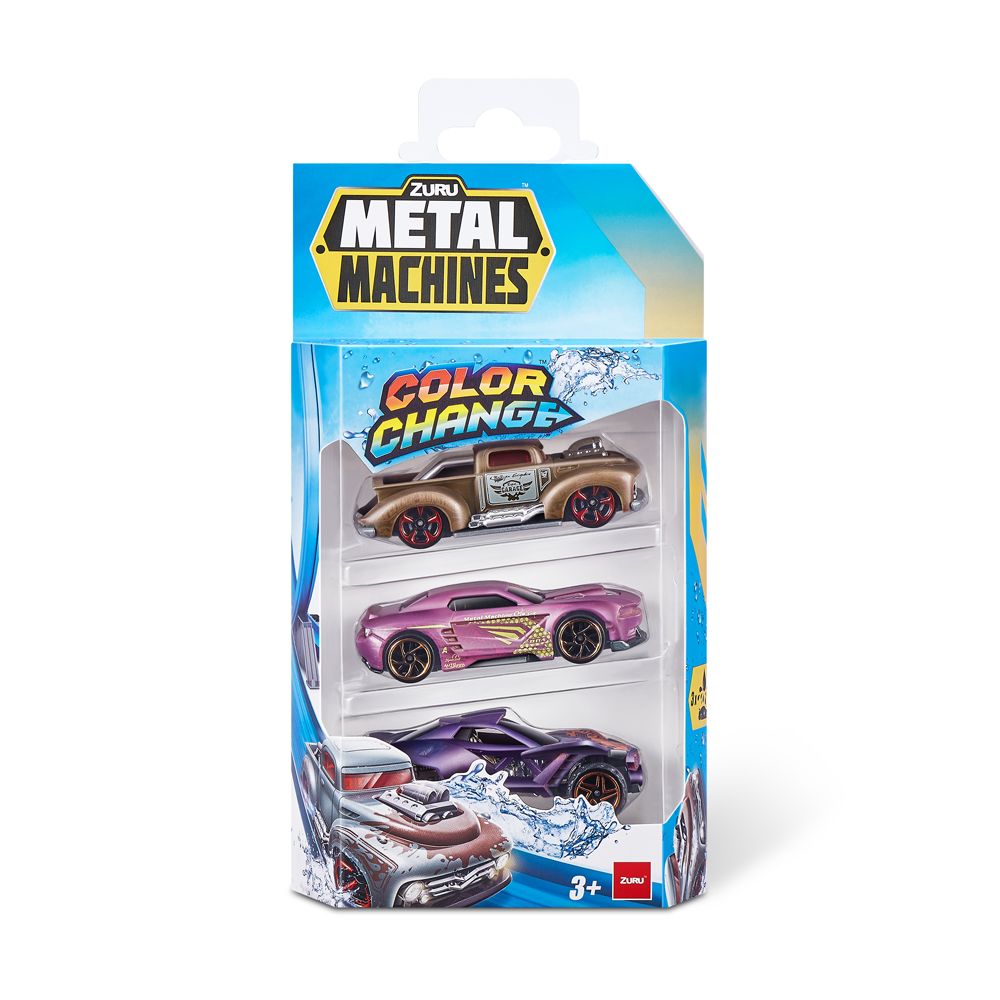 Zuru - Metal Machines Color Change Mini Racing Car Toy S4 - Pack Of 3 - Color/Style May Vary