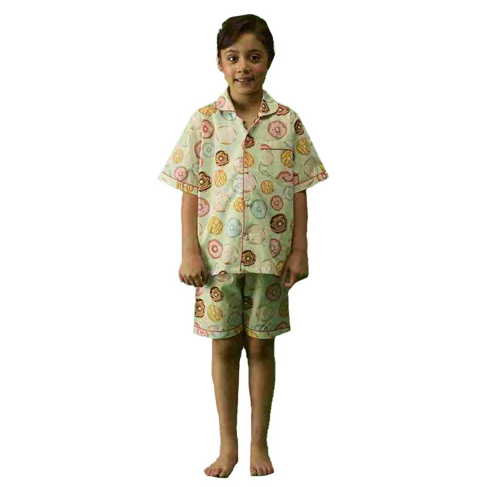 Little West Street - 2pc-Set - Doughnut Cotton Shorts Set - Green