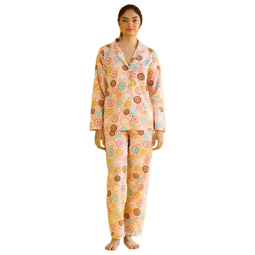 Little West Street - 2pc-Set - Women Doughnut Pyjama Set - Peach