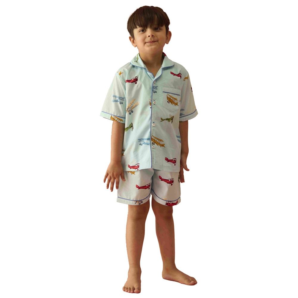 Little West Street - 2pc-Set - Vintage Planes Shorts Set - Blue