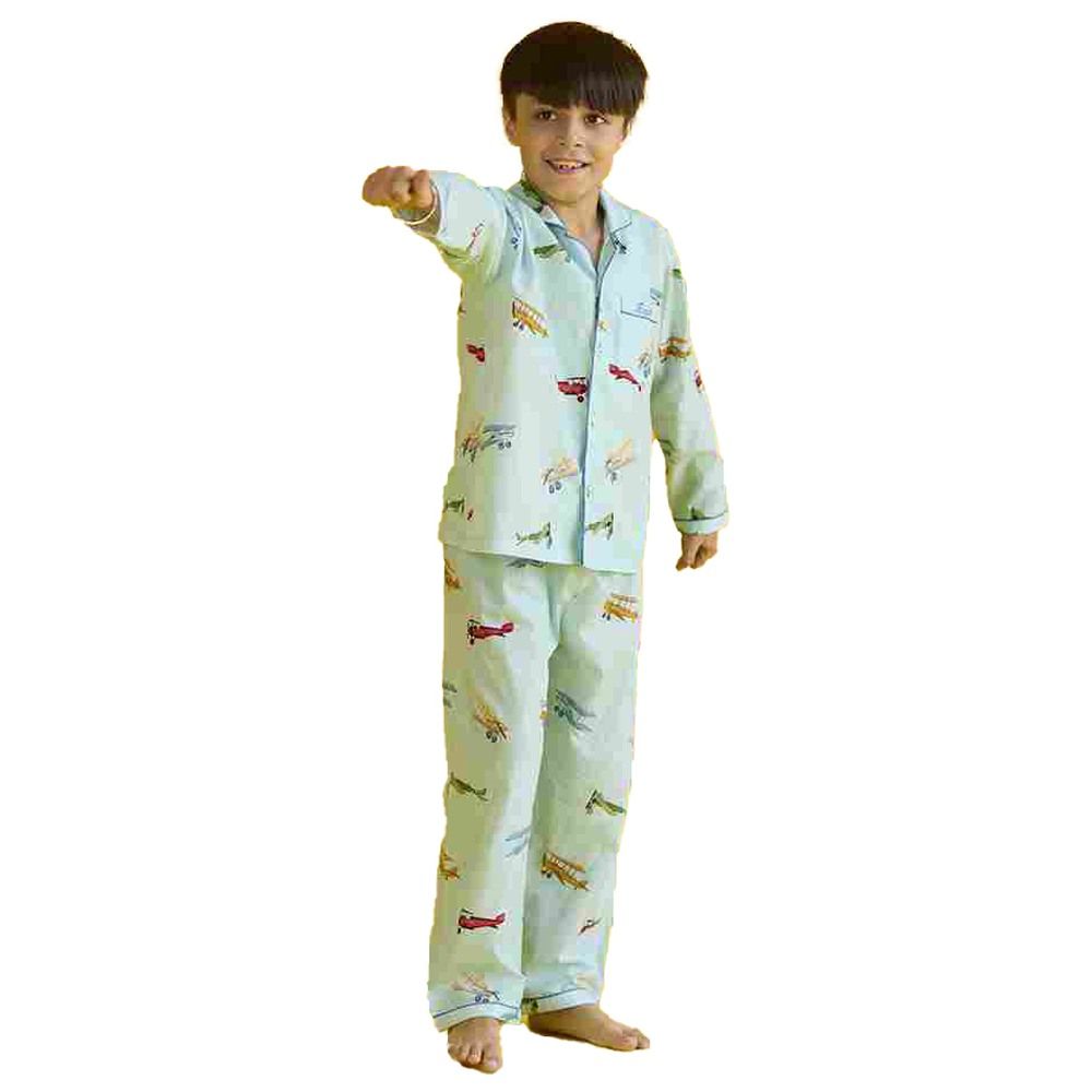 Little West Street - 2pc-Set - Vintage Planes Pyjama Set - Sky Blue