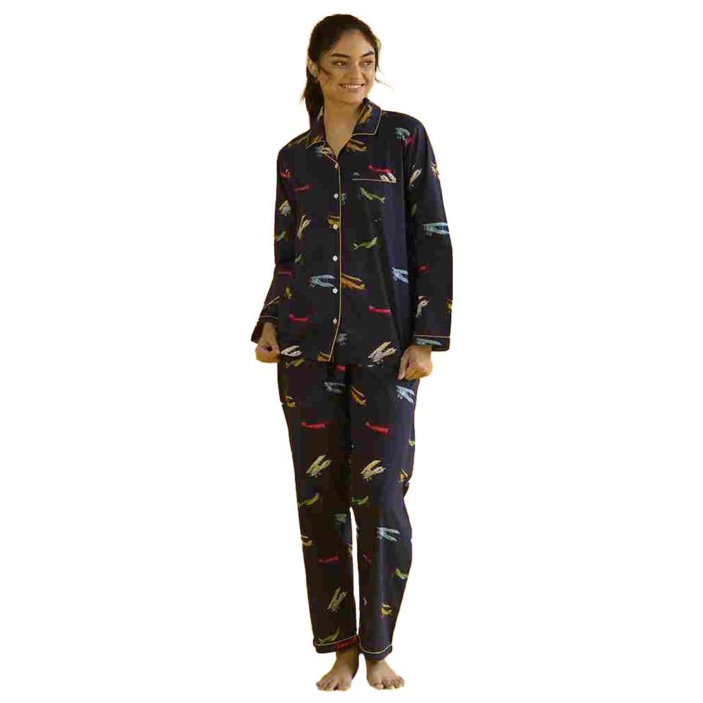 Little West Street - 2pc-Set - Women Vintage Planes Pyjama Set - Navy