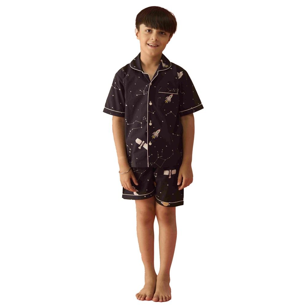 Little West Street - 2pc-Set - Universe Cotton Shorts Set - Black