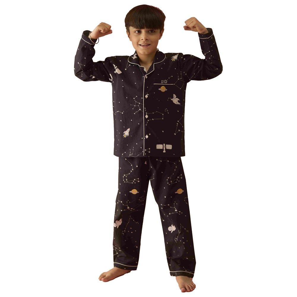 Little West Street - 2pc-Set - Universe Cotton Pyjama Set - Black