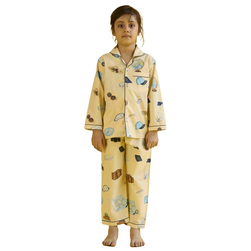 Little West Street - 2pc-Set - Travel Cotton Pyjama Set - Beige