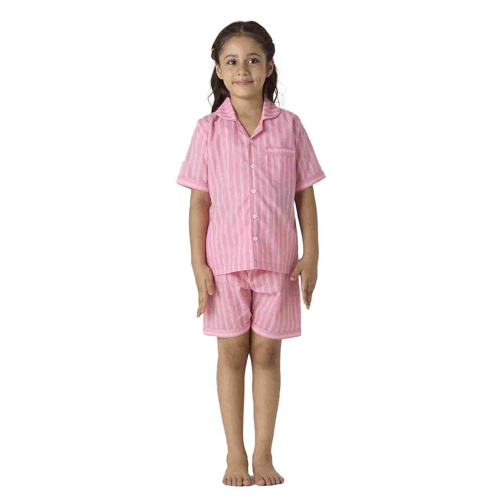 Little West Street - 2pc-Set - Candy Striped Cotton Shorts Set - Pink