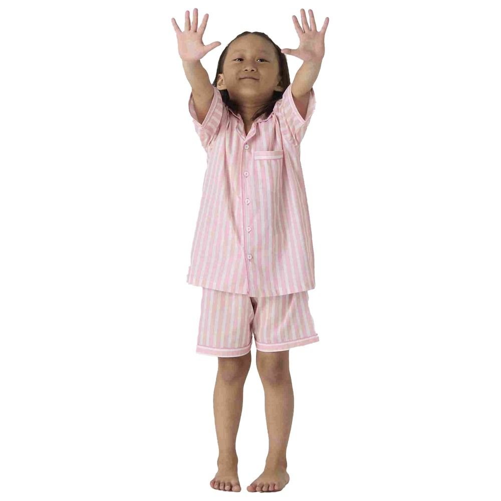 Little West Street - 2pc-Set - Blush Striped Cotton Shorts Set - Pink