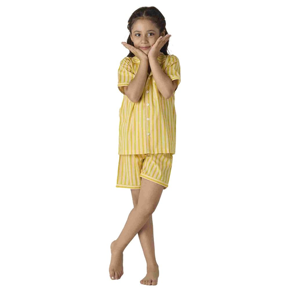 Little West Street - 2pc-Set - Lemon Striped Shorts Set - Yellow