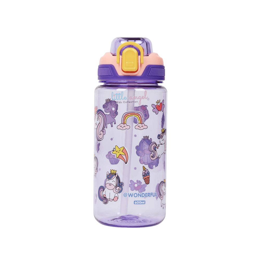 Little Angel - BPA Free Unicorn Kids Water Bottle - 600ml  - Purple