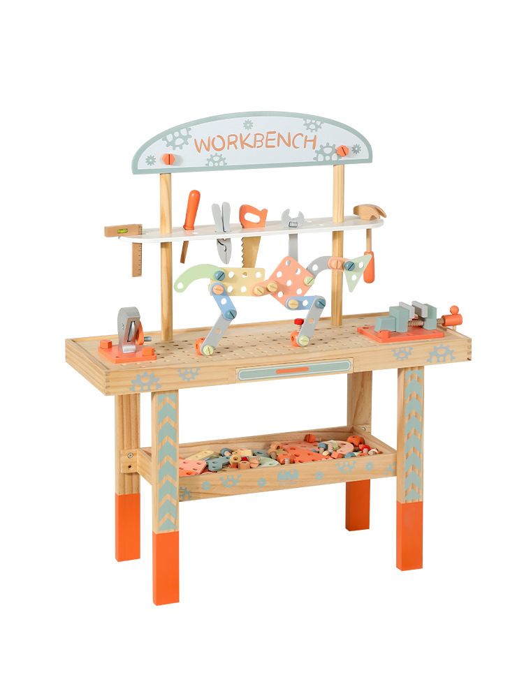 Little Angel - Kids Wooden Tool Bench Set With Accessories