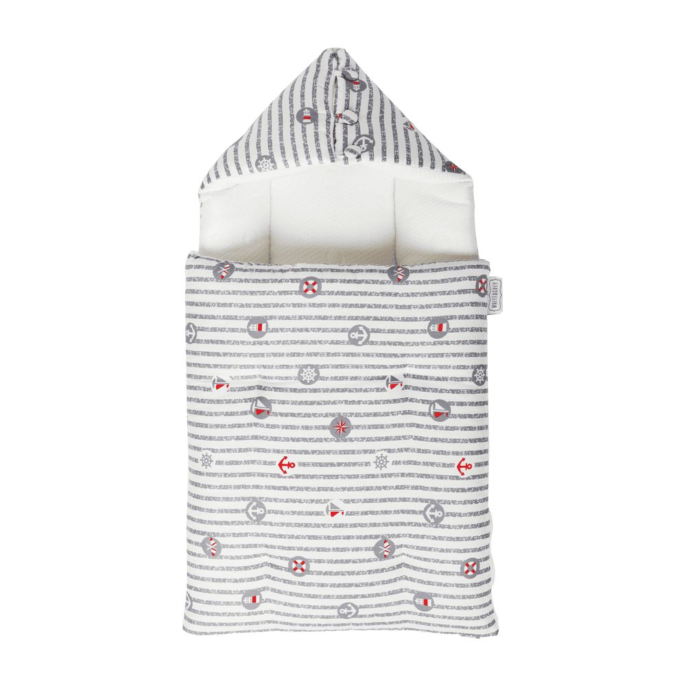 White&Grey - Anchor Pattern Baby Sleeping Bag - Grey