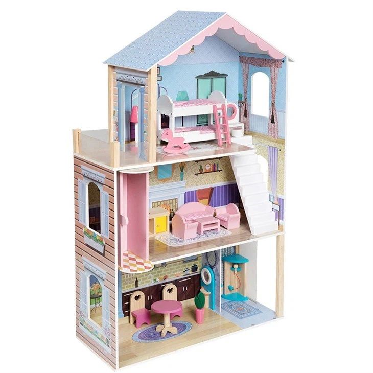 Little Angel - Kids Wooden Dollhouse With Accessories