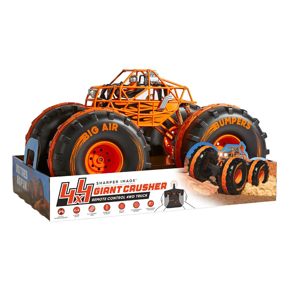 Sharper Image - 4x4 Giant Crusher Remote Control 4WD Truck - Orange