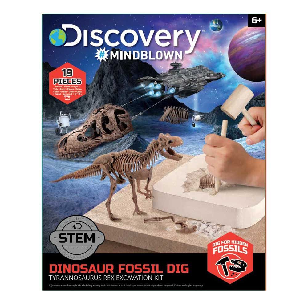 Discovery Mindblown - Dinosaur 3D Fossil Dig Excavation Kit, T-Rex Skeleton Puzzle, Dig for Bones with Included Tools - 15 pcs