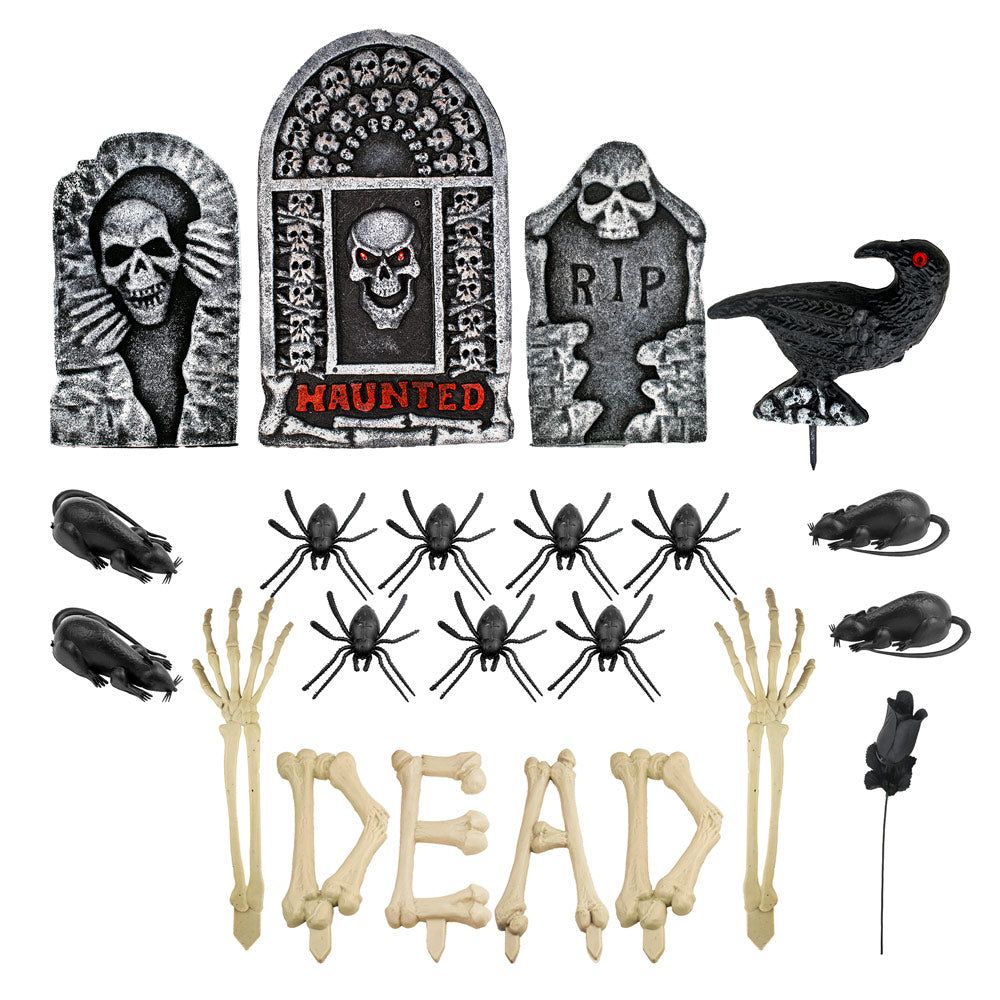 Mad Toys - Halloween Decoration - Creepy Tombstone Set - 24 pcs