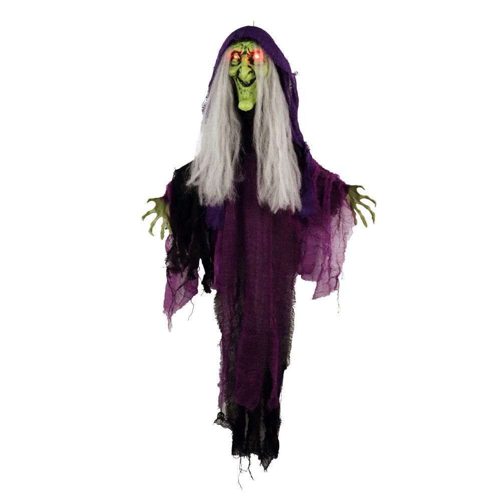 Mad Toys - Halloween Decoration - Spooky Hanging Witch W/ Light-Up Eyes