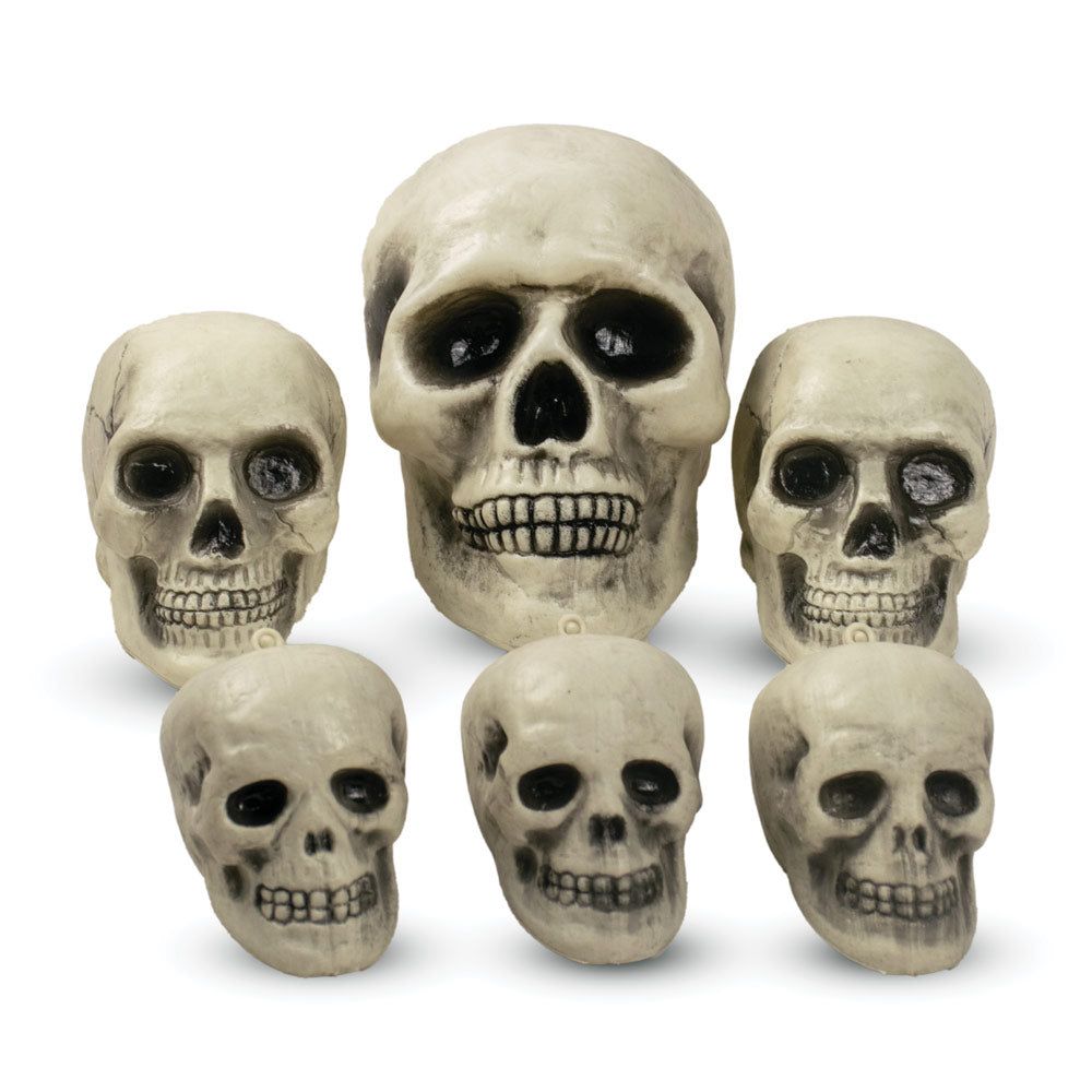 Mad Toys - Halloween Decoration - Creepy Assorted Skulls - 6pcs