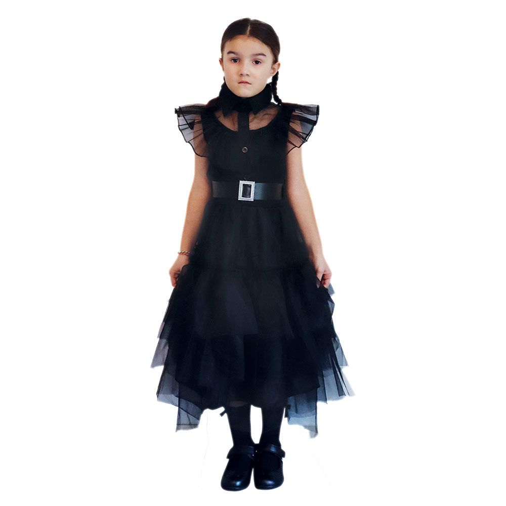 Mad Toys - Wednesday Fancy Prom Halloween Dress With Belt - Black