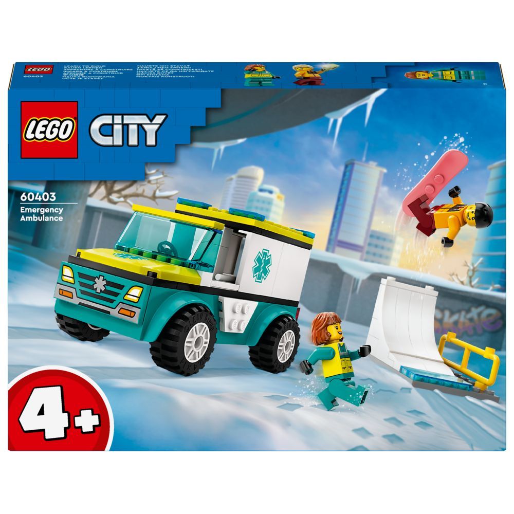 Lego - 60403 Emergency Ambulance And Snowboarder Building Playset