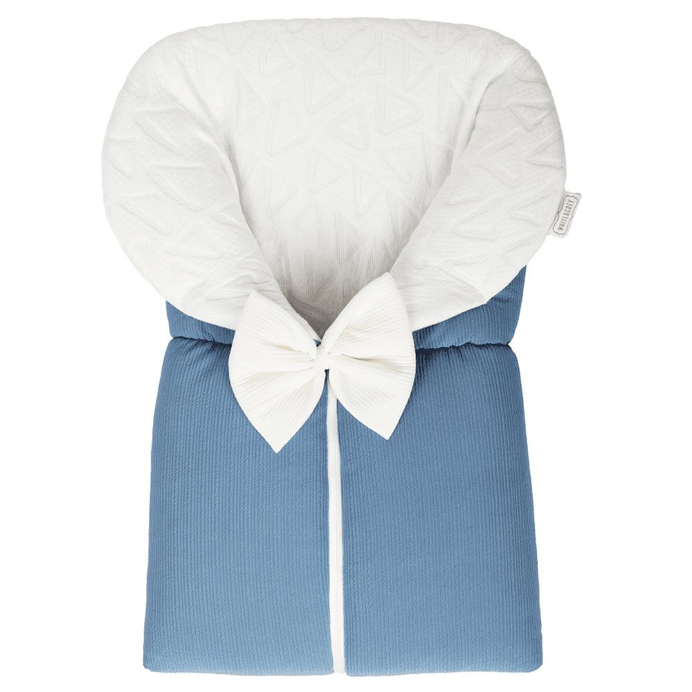 White&Grey - Baby Sleeping Bag W/ White Bow - Blue