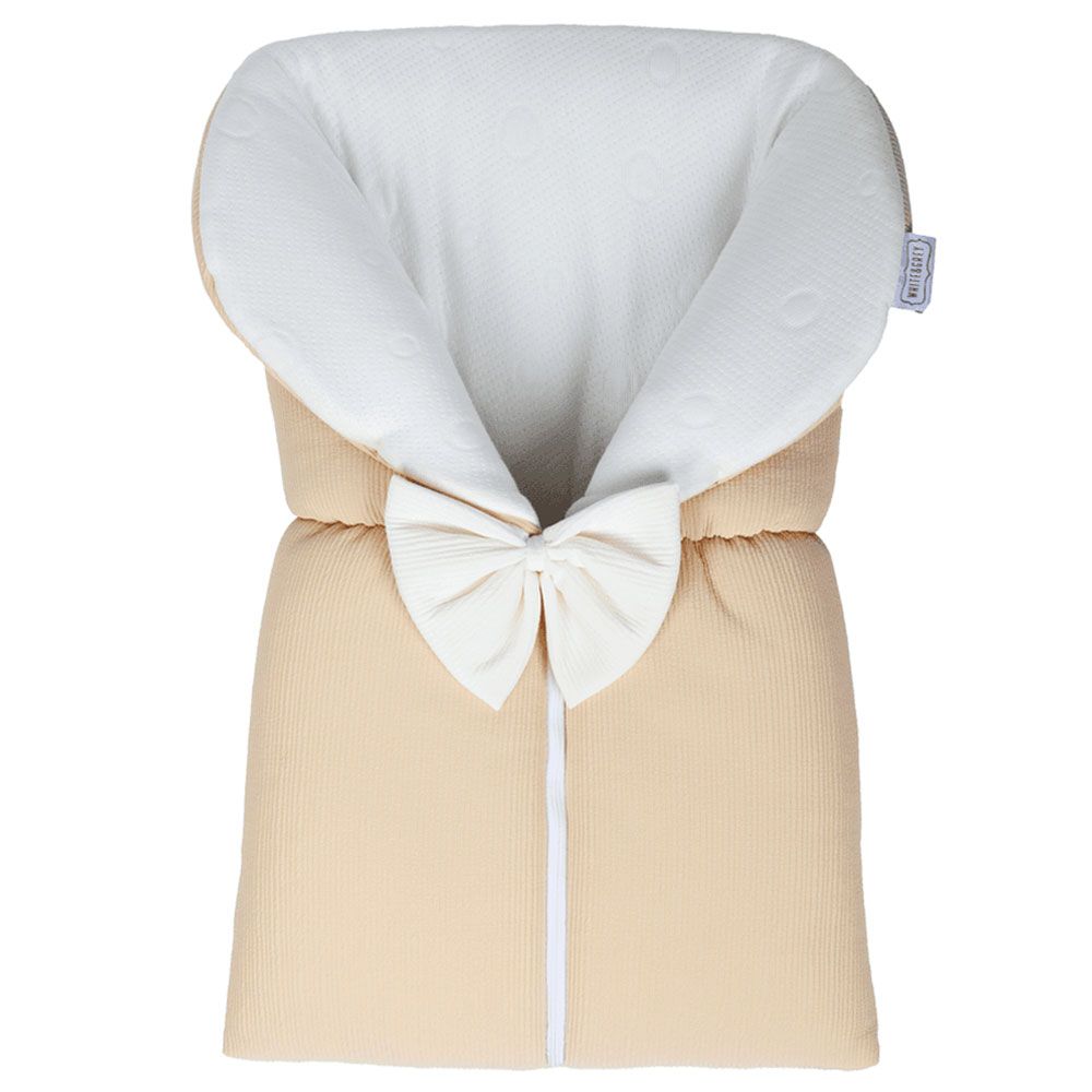 White&Grey - Baby Sleeping Bag W/ White Bow - Beige