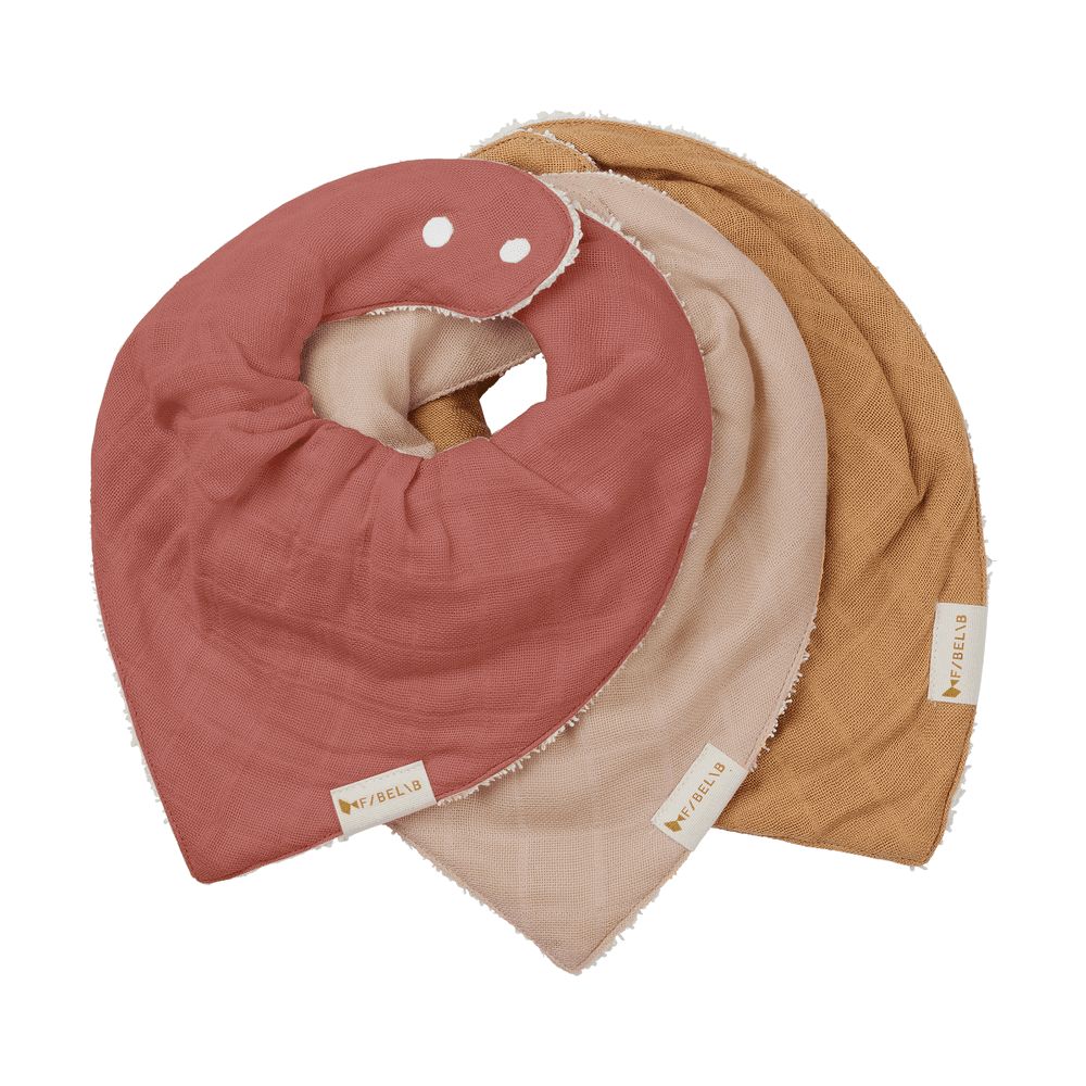 Fabelab - Organic Bandana Bib - Pack of 3 - Dusty Rose Mix