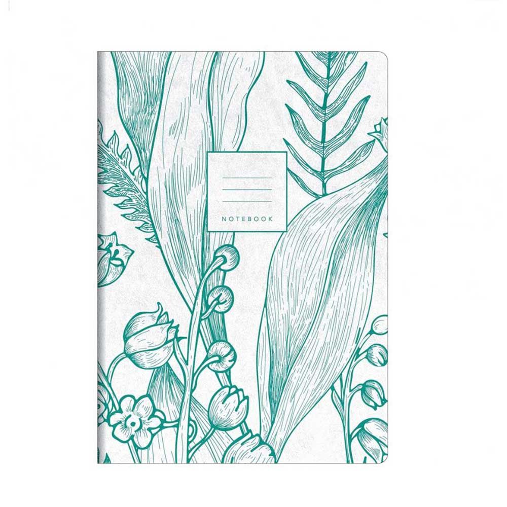 Collins - Tara A5 Floral Design Ruled Notebook - White/Green