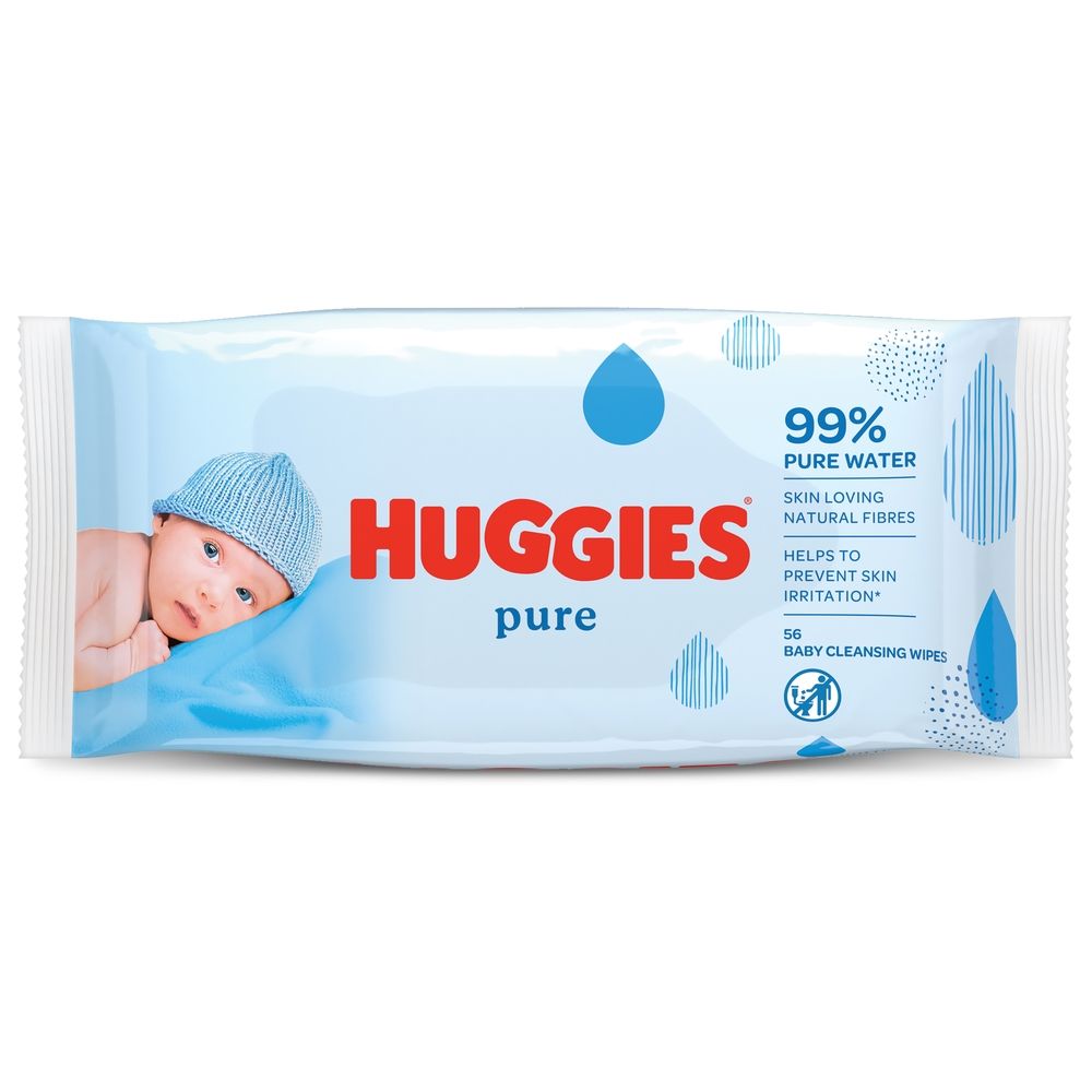 Huggies - Pure Baby Wipes, 99% Pure Water Wipes - 56 Wipes