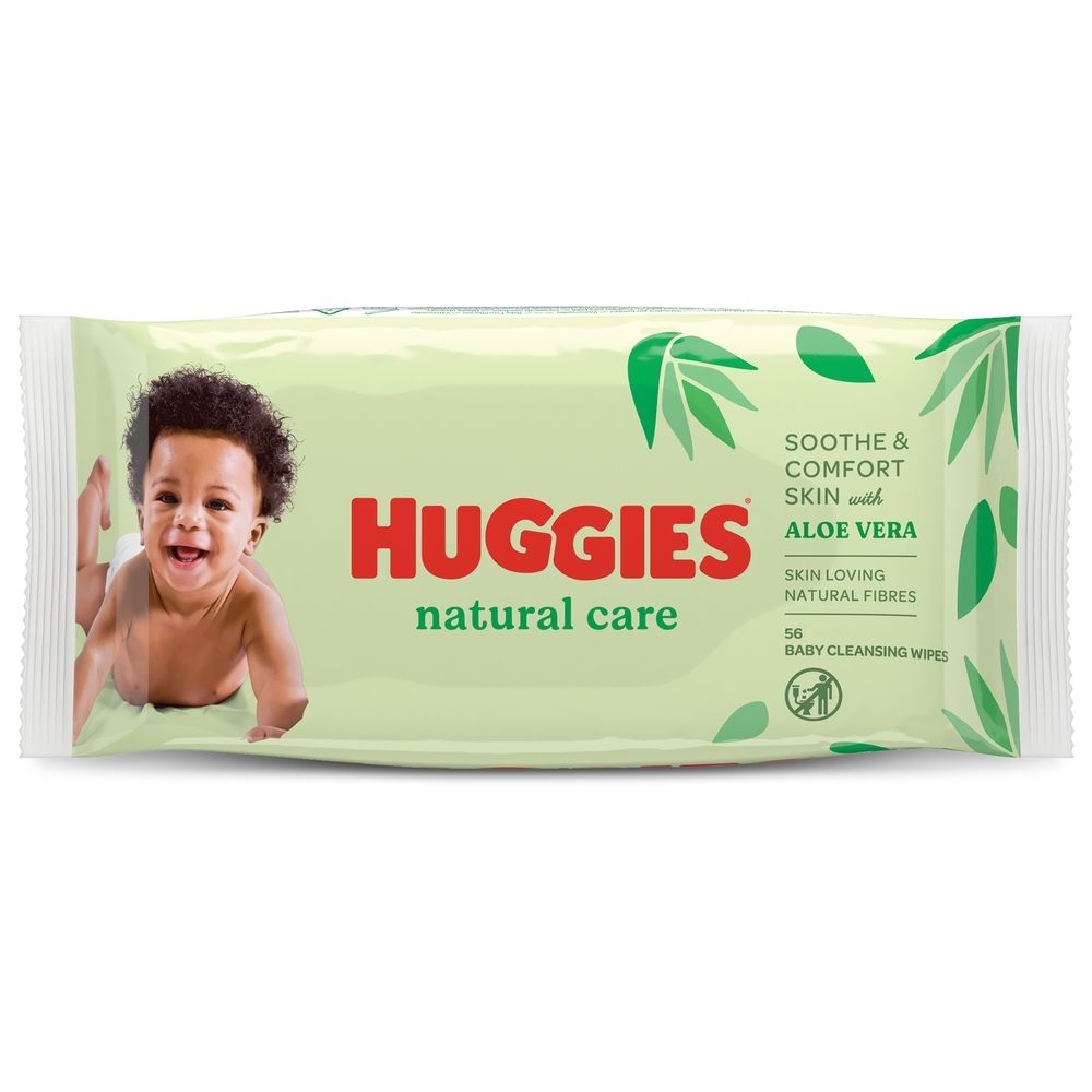 Huggies - Natural Baby Wipes, Aloe Vera Wipes, 1 Pack x 56 Wipes