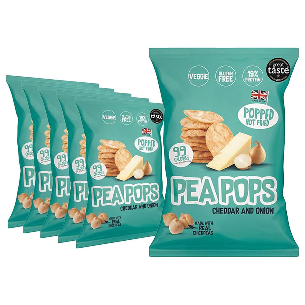 Food Factor - Pea Pops Healthy Protein Chips - Cheddar/Onion - 23 g - Pack of 6