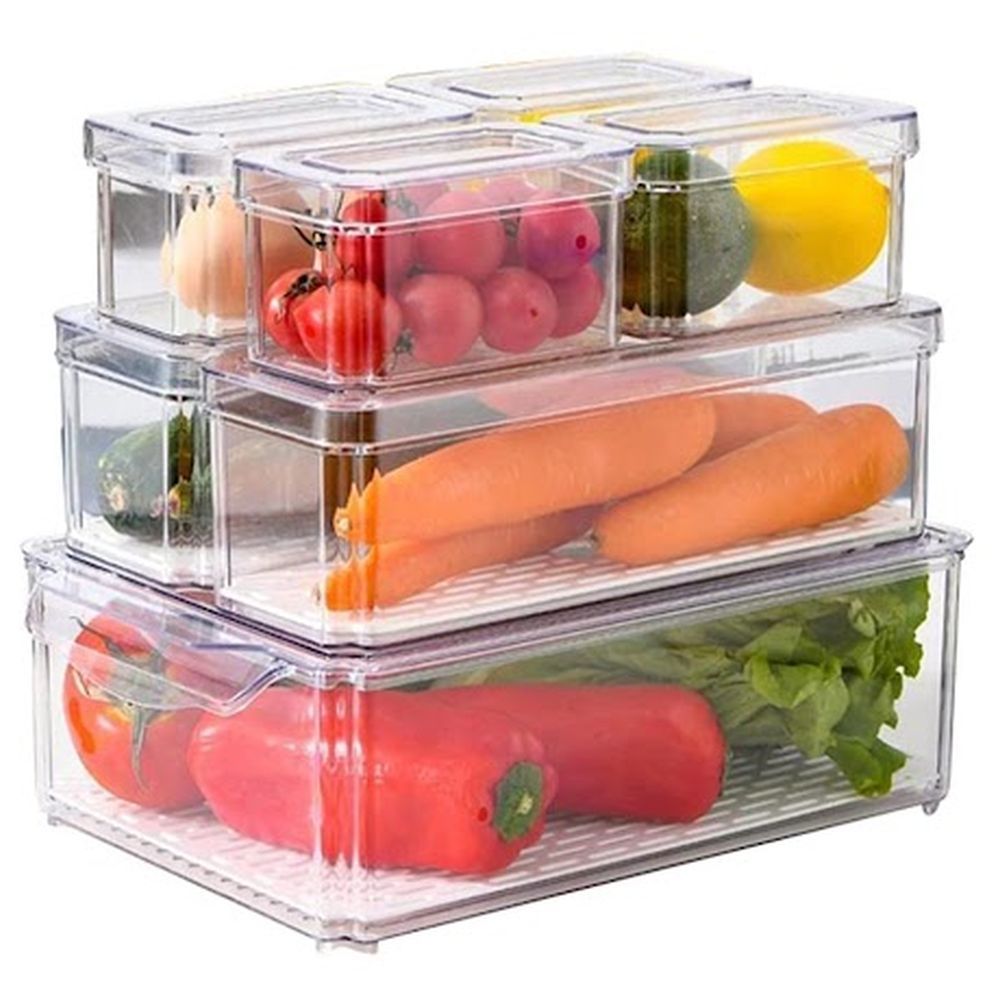 Jinou - Fridge Organizers And Storage Basket Set - 7 Pcs Set