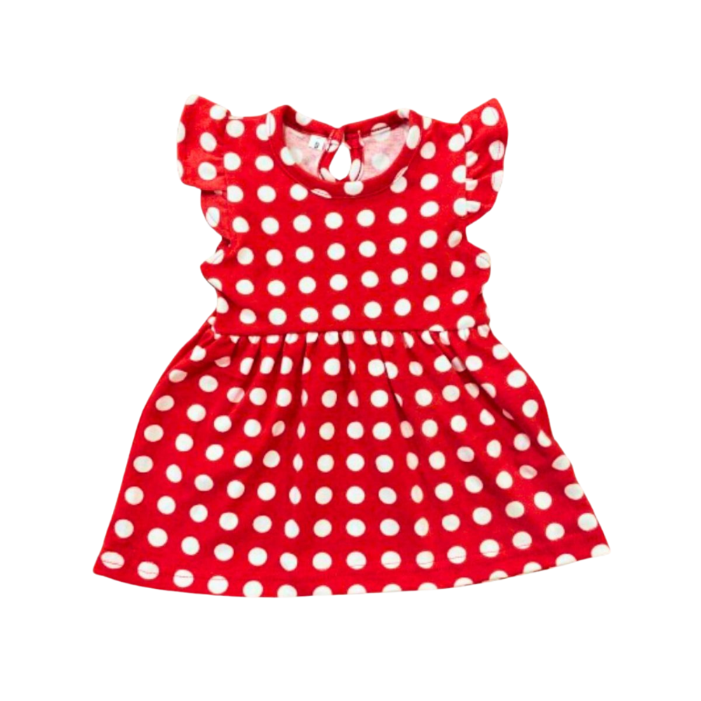 Veronica - Ruffle Sleeve Dress - Red Polka Dot