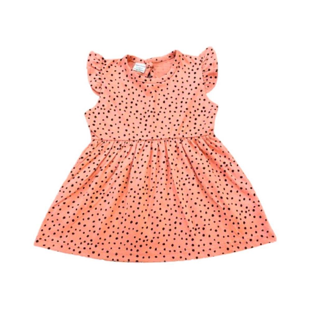 Veronica - Ruffle Sleeve Dress - Peach Polka Dot