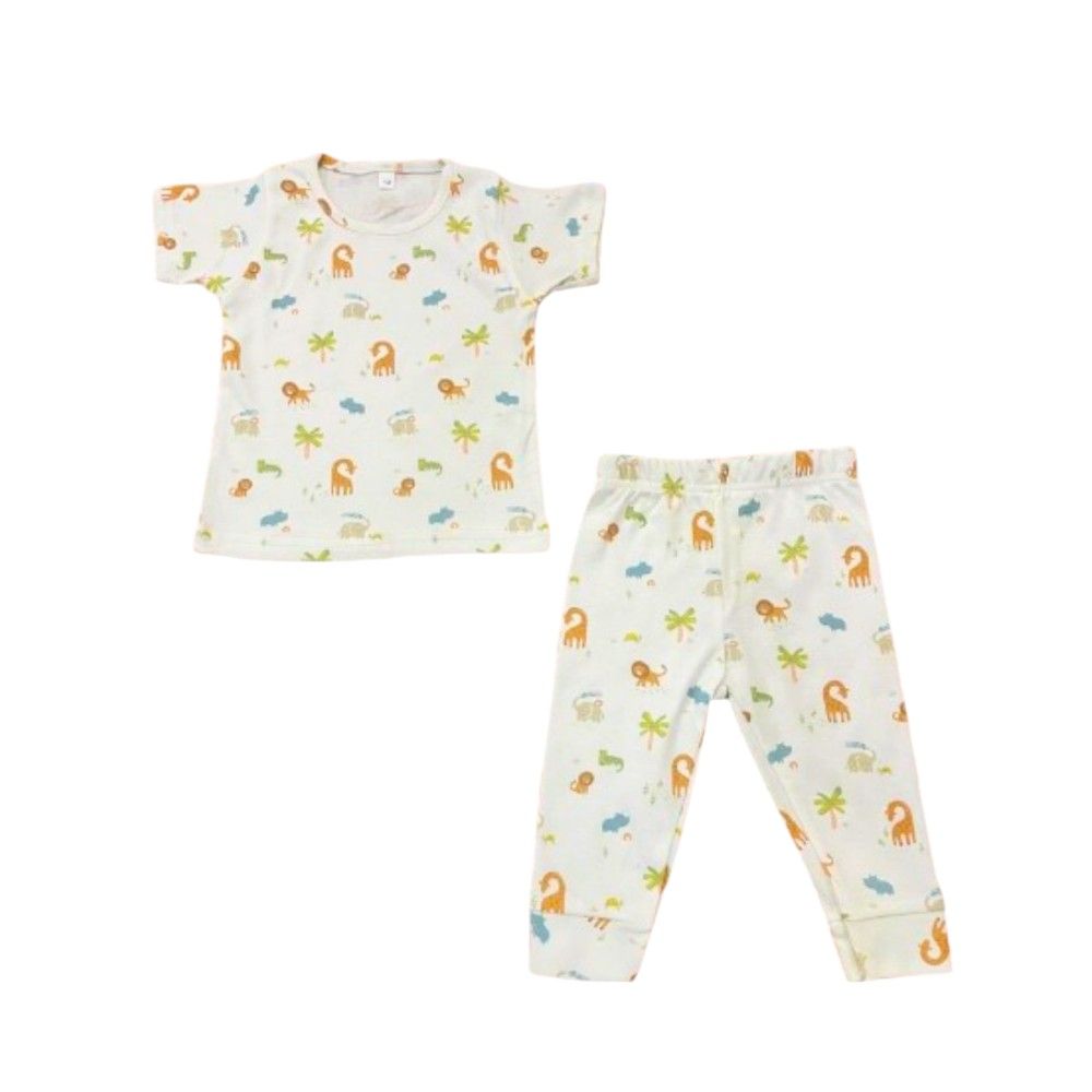 Veronica - Pyjama Set - Dinosaur & Lion Print - White/Multi - 2 Pcs