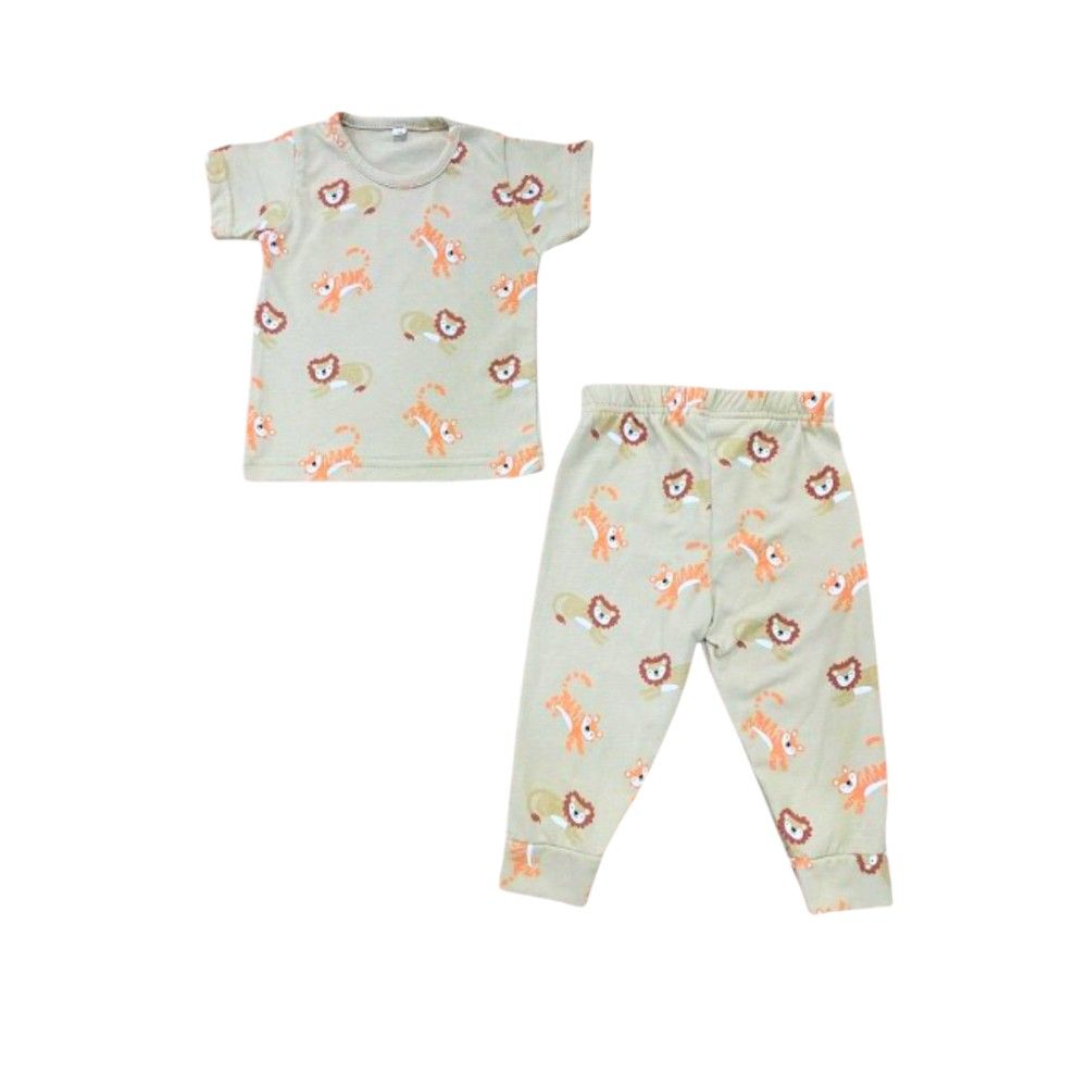 Veronica - Pyjama Set - Tiger Print - Grey - 2 Pcs