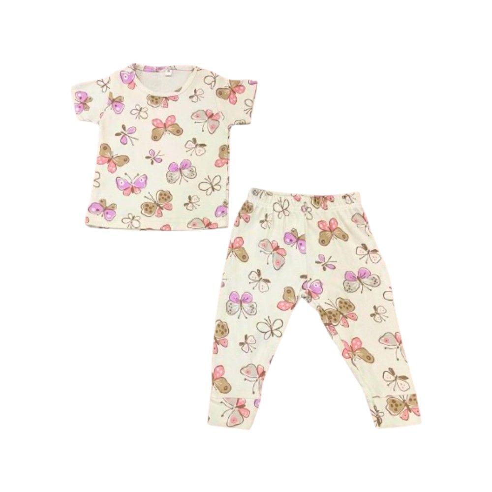 Veronica - Pyjama Set - Butterfly Print - White/Multi - 2 Pcs