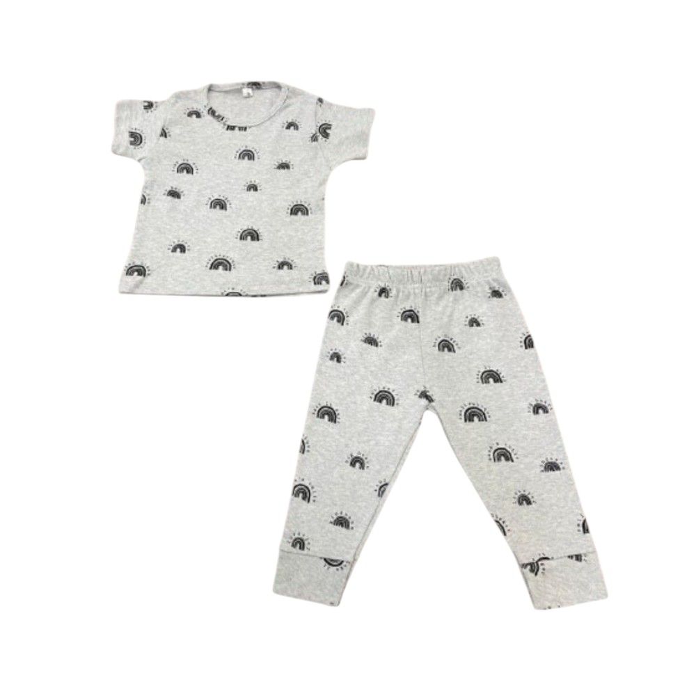 Veronica - Pyjama Set - Grey Rainbow Print - Grey - 2 Pcs