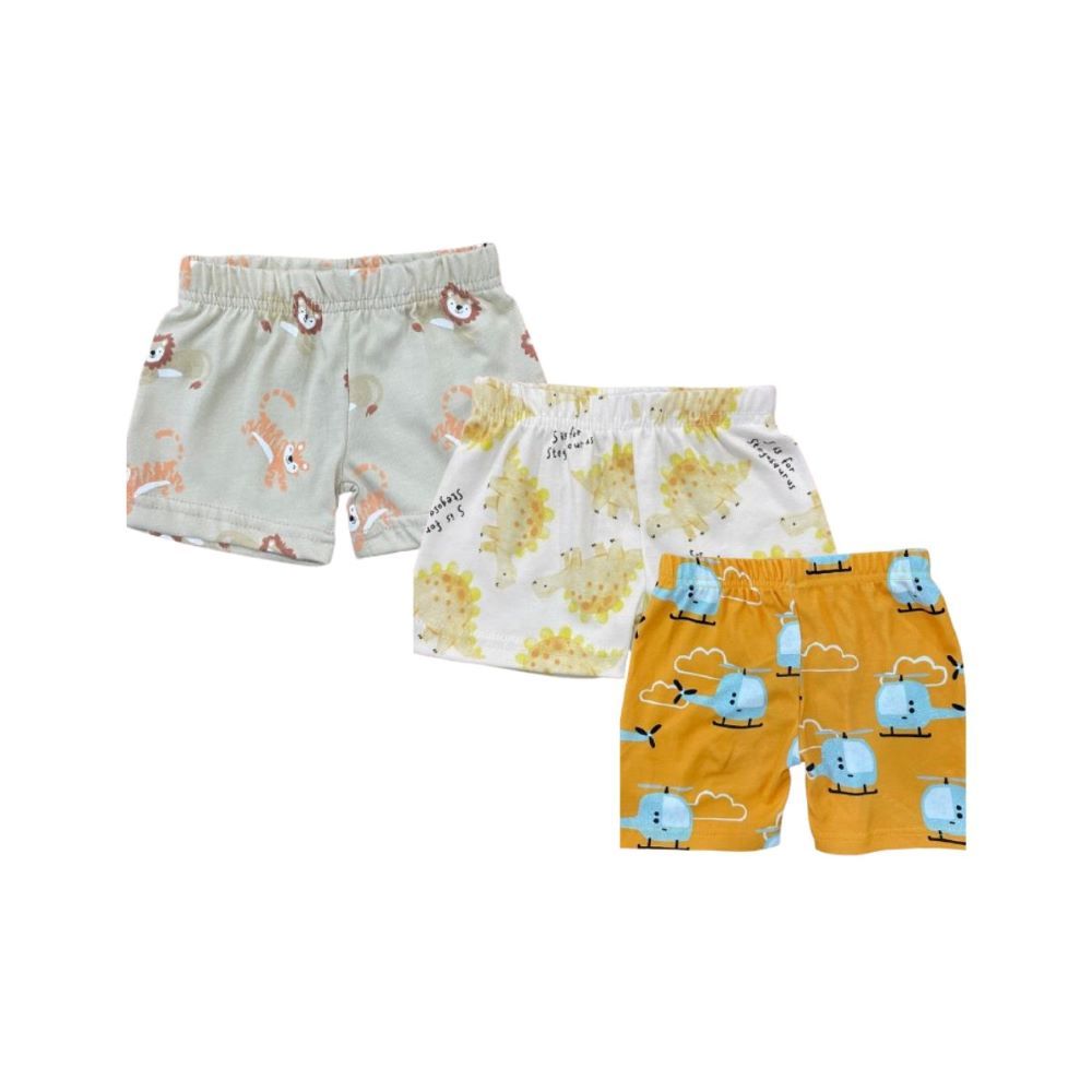 Vincent - 3pc-Set - Toddler Shorts - Tiger, Dinosaur, & Helicopter Prints