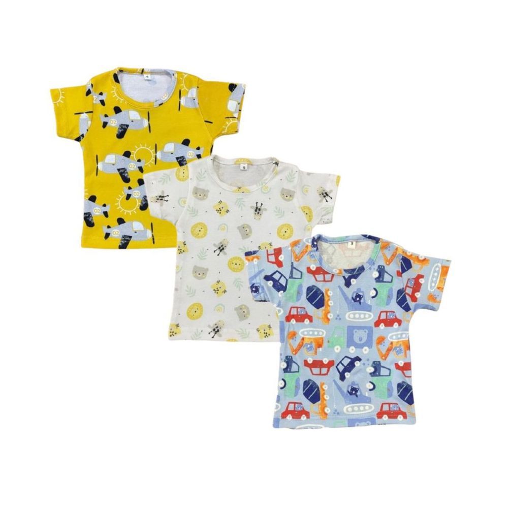 Vincent - 3pc-Set - Kids Short Sleeves T-Shirt - Helicopter/Animal/Car