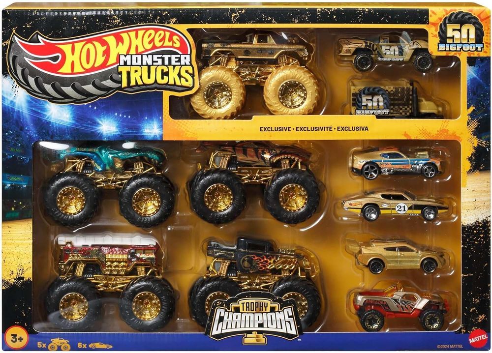 Hot Wheels - Monster Trucks 1:64 Bigfoot Car & Truck Multipack